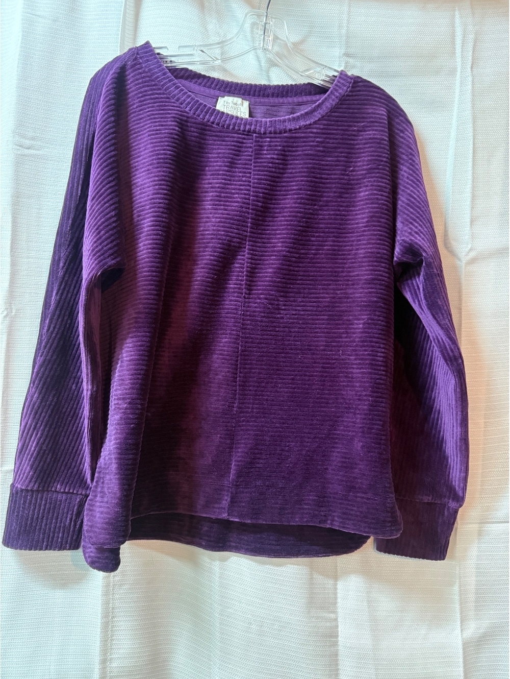 T by Talbots Travel Capsules Sky Lounge Velour Purple Long Sleeve Pullover Top,